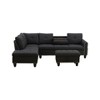 DOMETOUR Black Gray Linen 3-Piece Sofa Set - Modern Living Room Furniture L Shaped Sectional Couch - 2 of 4