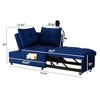 SKRAN versatile foldable sofa bed , modern sofa velvet pull-out bed, loveseat sofa adjustable back and with USB port and swivel phone stand,Blue - 3 of 4