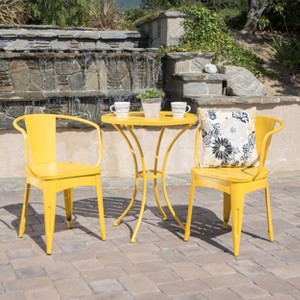 3pc Metal Dining Set Chat Set Colmar-Christopher Knight Home - 1 of 4