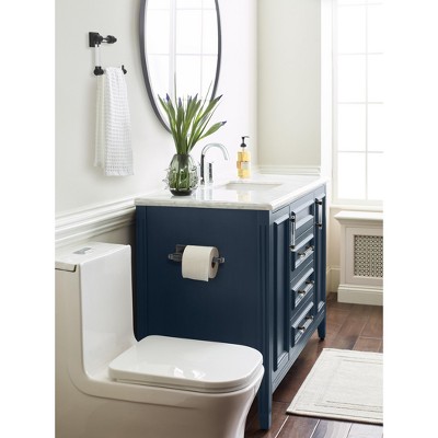Clear and Matte Black Single Post Toilet Paper Holder