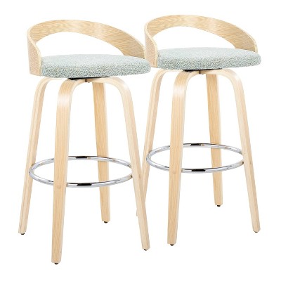 LumiSource Set of 2 30" Grotto Swivel Barstools Natural/Green
