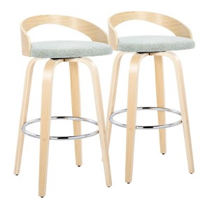 LumiSource Set of 2 30" Grotto Swivel Barstools Natural/Green - 1 of 4