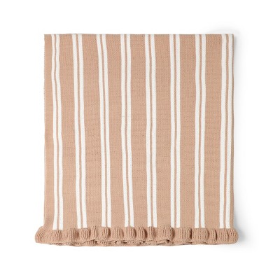 Amelie Home Striped Chenille Throw Blanket