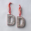 The Lakeside Collection Sets of 2 Buffalo Plaid Monogram Ornaments - D 2 Pieces - 3 of 4