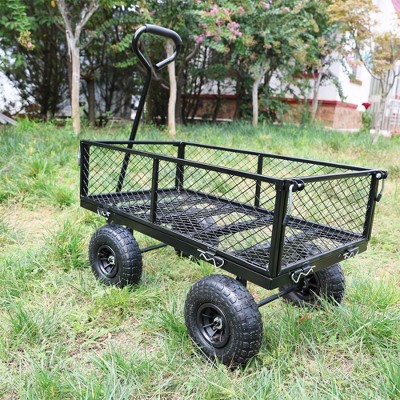 Grungis Heavy Duty Garden Cart,Rolling Cart with All-Terrain Wheels & Removable Sides,Utility Cart for Camping,Shopping,Sports,Gardening