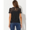 Allegra K Women's Lace Floral Scalloped Trim Short Sleeve Semi Sheer Top - 4 of 4