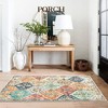 Vintage Area Rugs Washable Floral print Floor Cover, Non-Slip Oriental Accent Carpet, Foldable Low Pile Indoor Mat for Kitchen, Bedroom, Living Room - 3 of 4