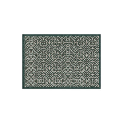 World Rug Gallery Transitional Floral Circles Textured Flat Weave Indoor/Outdoor Area Rug
