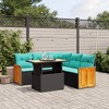 vidaXL 6 Piece Patio Sofa Set with Cushions Black Poly Rattan - 2 of 4