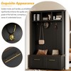 4 In 1 Hall Tree With 6 Golden Hooks, Wood Grain Bench, Multiple Storage Space, Entryway Coat Rack W/2 Drawers For Living Room Hallway Entryway - 4 of 4