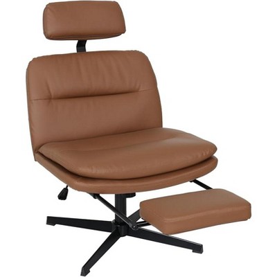 ELECWISH Cross Legged Office Chair with Footrest, Armless Office Desk Chair No Wheels