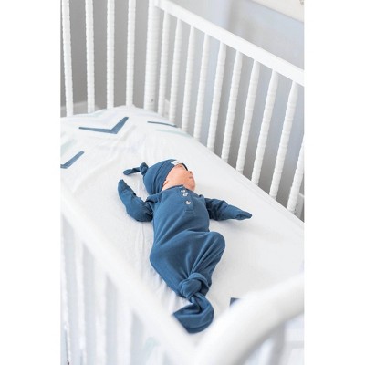 Boy's Baby Organic Knotted Gown + Top Knot Hat - Fawn & Foster