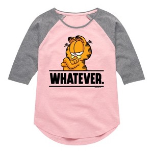 Girls' - Garfield - Whatever Shirt Tail Raglan Graphic T-shirt - 1 of 4