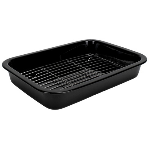 Elanze Designs Large 9x13 Inch Stoneware Porcelain Baking Dish With Stainless Steel Rack Black Target