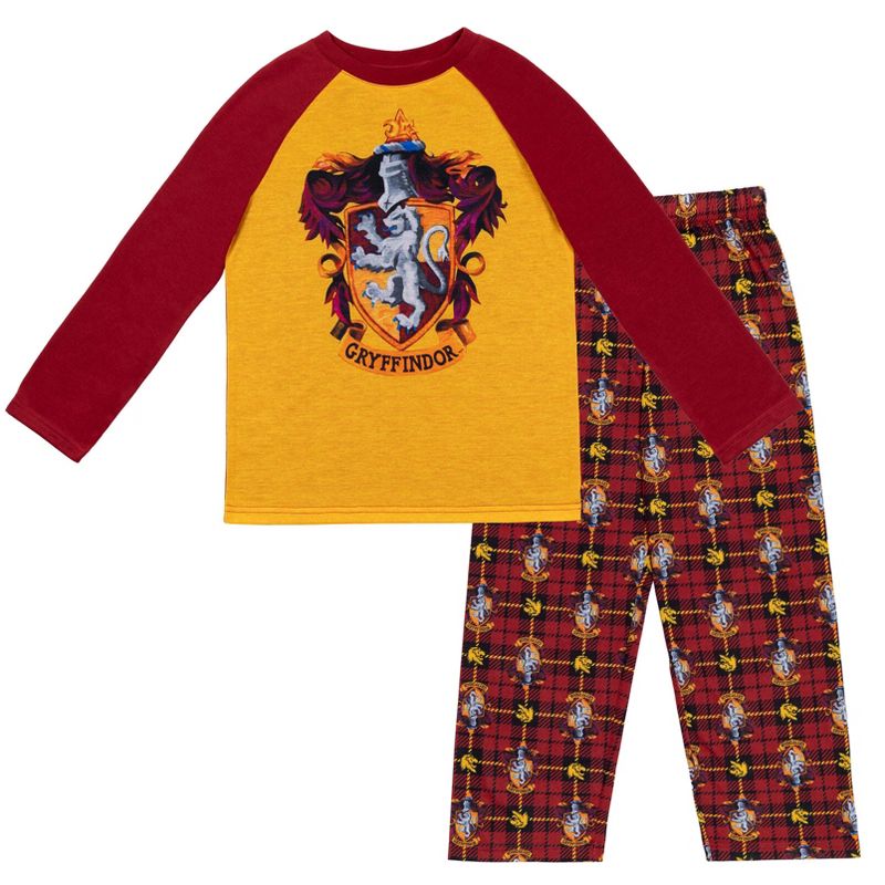Harry Potter Hufflepuff Ravenclaw Slytherin Gryffindor Girls Pajama Shirt and Pants Little Kid to Big Kid, 1 of 10