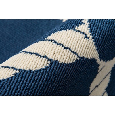 Nautical Navy Synthetic 2'3" x 7'6" Easy-Care Runner Rug
