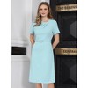 INSPIRE CHIC Women's Short Sleeve Asymmetrical Neck Beaded Business Belted A-Line Midi Dresses - 2 of 4