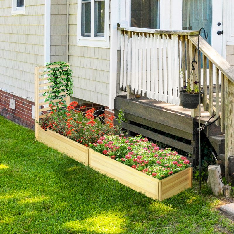 Outsunny 43 In Raised Garden Bed with Trellis for Vine Climbing, Wooden Planters for Outdoor Plants, Vegetables, Flowers, Herbs, Natural, 3 of 8