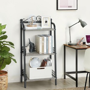 Small Bookshelf 3 Tier Bookcase,Metal and Wood Industrial Bookshelf with Edge Protection - 1 of 4