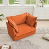 Chenille Slipcovered Armchair with Oversized Pillows - 3 of 4
