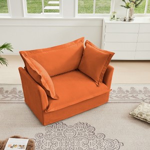 Chenille Slipcovered Armchair, Deep Seat Single Sofa with Removable Cover, 1 Back Cushion & 2 Oversized Pillows, 300lb Capacity - 1 of 4