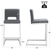 26" H Bar Stools Set of 2 - Modern Velvet Barstools with Hollow Back, Upholstered Armless Kitchen Island Stools, Gray with Chrome Metal Frame - 3 of 4
