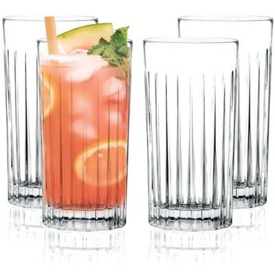 Barski Highball Drinking Glasses, Made with Fine European Craftmanship, Dishwasher Safe, 13 oz - 4 PK