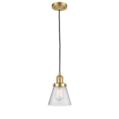 Cone - 1 Light Cord Hung Mini Pendant In Industrial Style-8 Inches Tall and 6 Inches Wide