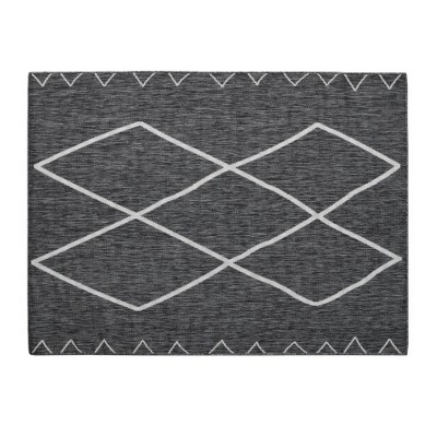 LunaLulinlk 8'x10'Grey+White Indoor/Outdoor Rug