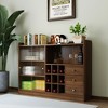 Lycvki Freestanding Countertop Storage Cabinet with 2 Sliding Striped Glass Doors - 3 of 4