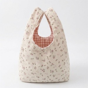 Alilang Floral Ribbed Knit Hobo Bag Soft Fabric Shoulder Tote with