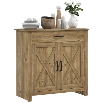 NicBex Barn Door Style Buffet Cabinet with Storage 32" Accent Farmhouse Kitchen Sideboard Cabinet with Adjustable Shelf for Living Room
