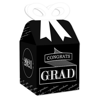 Big Dot of Happiness Graduation Cheers - Square Favor Gift Boxes - 2021 Graduation Party Bow Boxes - Set of 12