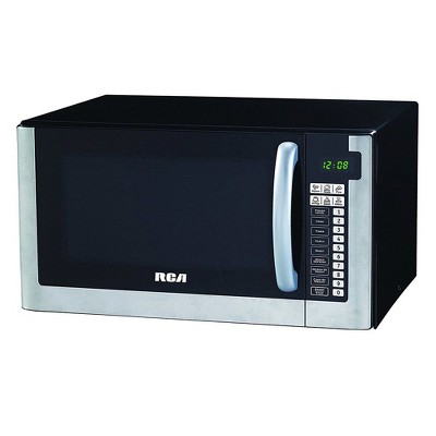 RCA RMW1203 1000 Watt 1.2 Cubic Foot Kitchen Countertop Microwave Oven with Digital Touch Controls and 10 Power Levels, Stainless Steel