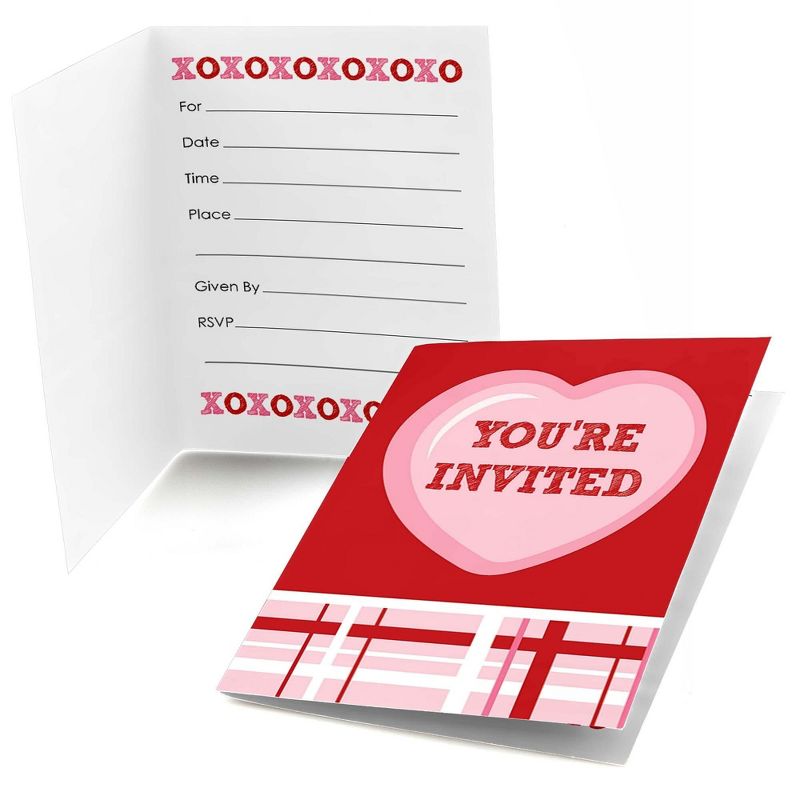 Big Dot of Happiness Conversation Hearts - Fill In Valentine's Day Party Invitations (8 count), 1 of 7
