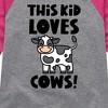 Girls' - Instant Message - This Kid Loves Cows Shirt Tail Raglan Graphic T-shirt - 2 of 4