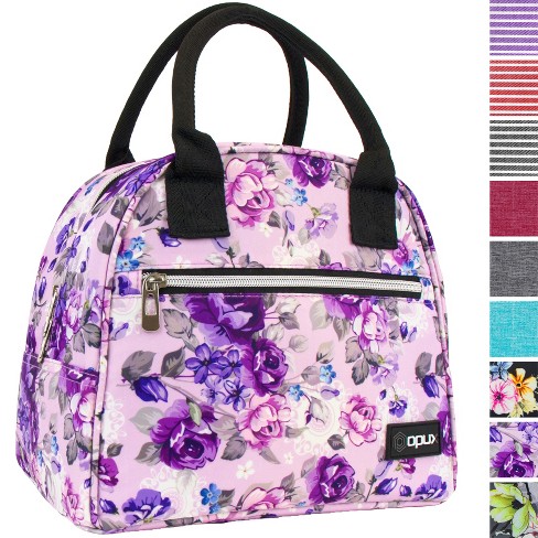 Opux Insulated Lunch Box Women, Cooler Bag Tote Girls Kids Teen Adult, Soft  Reusable Thermal Meal Prep Purse (pink/black Flowers, One Size) : Target