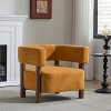Christopher Knight Home Bram Rubberwood Boucle Upholstered Accent Arm Chair with Open Curved Back - 2 of 4