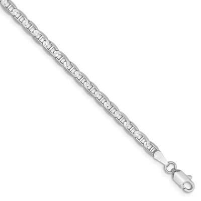 Black Bow Jewelry 3mm Solid Concave Anchor Chain Bracelet in 14k White Gold