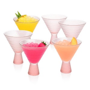 Vintage Rose Pink Hobnail Lowball Martini Glasses - 9oz - 1 of 4