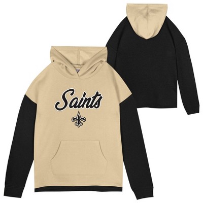 NFL New Orleans Saints Girls' Fleece Hooded Sweatshirt - L