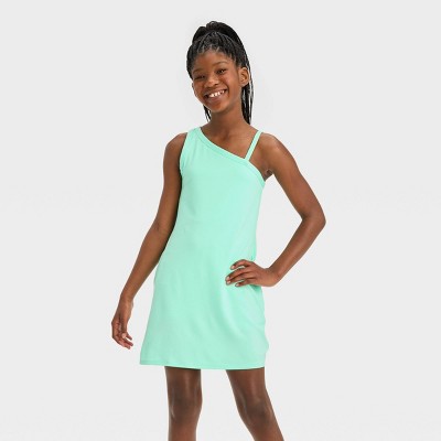 Girls' Asymmetrical Active Dress - All In Motion™ Vibrant Green XS