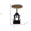 HomeRoots Natural and Black Solid Wood and Iron Backless Adjustable Height Bar Chair - 3 of 4