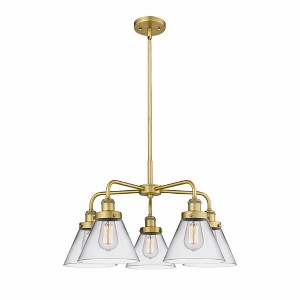 Cone - 5 Light Stem Hung Chandelier In Art Deco Style-15 Inches Tall and 25.75 Inches Wide - 1 of 1