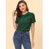 INSPIRE CHIC Women's Peter Pan Collar Keyhole Back Vintage Polka Dots Blouses - 3 of 4