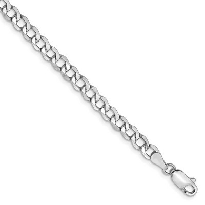 Black Bow Jewelry 4.3mm, 14k White Gold, Hollow Curb Link Chain Bracelet