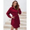 Womens Satin Leopard Long Sleeve Dress Brocade Shirt Dress Button Down Belted Silky Robe Bath Robe - 3 of 4