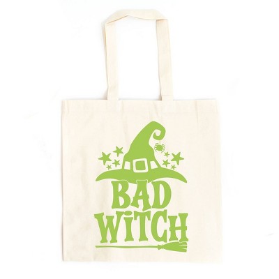 City Creek Prints Bad Witch Broom Canvas Tote Bag - 15x16 - Natural
