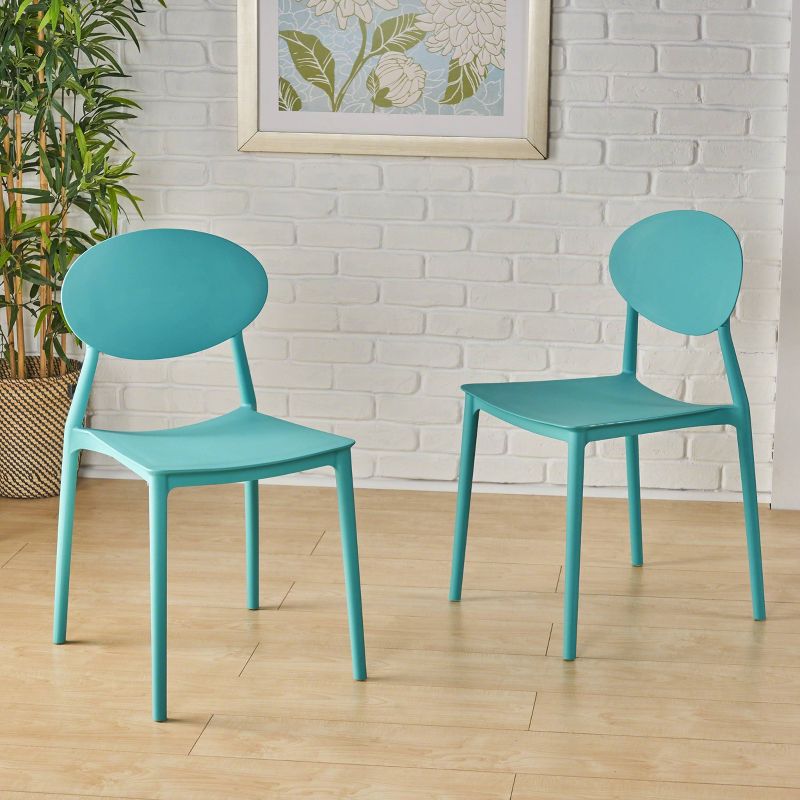 Set of 2 Gleneagle Plastic Chair Teal - Christopher Knight Home, 3 of 6