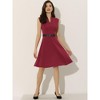 INSPIRE CHIC Women's V Neck Wear to Work Sleeveless Flare Knee Length Dresses - 4 of 4